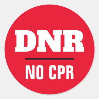 Adesivo Redondo DNR Não há aviso médico de CPR