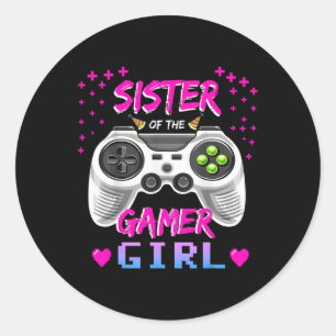 Adesivo Redondo Do Aniversário Do Jogo Gamer Girl