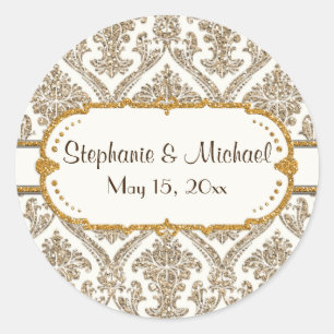 Adesivo Redondo Do damasco Dourado do brilho do falso artigos de