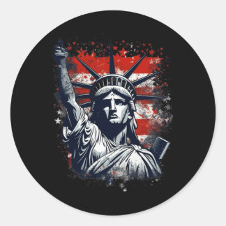 Adesivo Redondo Do Dia da Independência, Estátua Americana De Libe