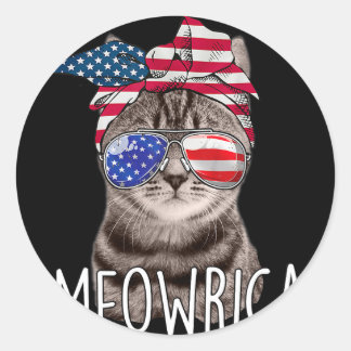Adesivo Redondo Do Dia da Independência Meowrica Meowrica Cat