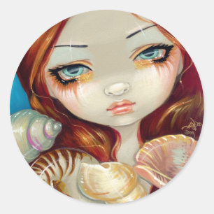 Adesivo Redondo Do "etiqueta da beleza Seashell"