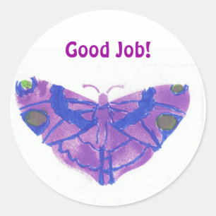 Adesivo Redondo Do "etiquetas bom trabalho" (grande) w/purple