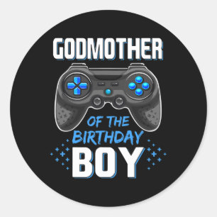 Adesivo Redondo Do Jogo De Vídeo Da Família Birthday Boy Matching