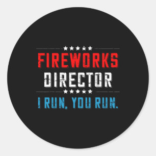 Adesivo Redondo Do Julho Diretor Do Fireworks, Eu O Rogo