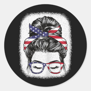 Adesivo Redondo Do Julho Mensageiro Americano Bandeira Patriótica