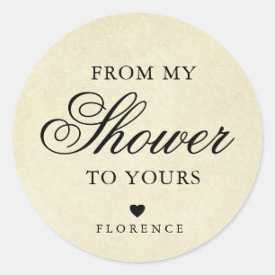 Adesivo Redondo Do Meu Chuveiro Para o Seu Chá de Noiva Vintage