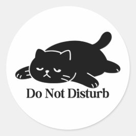 Adesivo Redondo Do Not Disturb Holiday Mood Cat Sticker