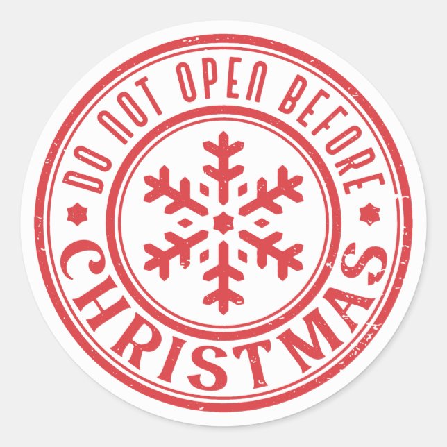 Adesivo Redondo Do not open before Christmas (Frente)