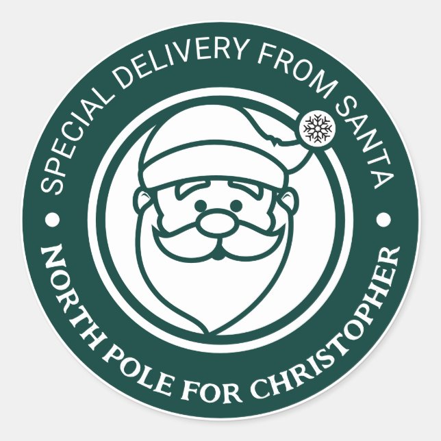 Adesivo Redondo Do Papai noel Stickers North Pole Feriado de Natal (Frente)