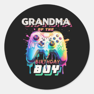 Adesivo Redondo Do Par De Jogo De Vídeo Da Família De Aniversários