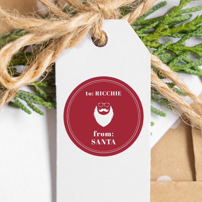 Adesivo Redondo do presente de Natal do Nome da Criança Personaliz (Criador carregado)