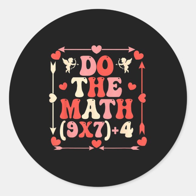Adesivo Redondo Do The Math Equation Valentine's Day Math Teacher  (Frente)