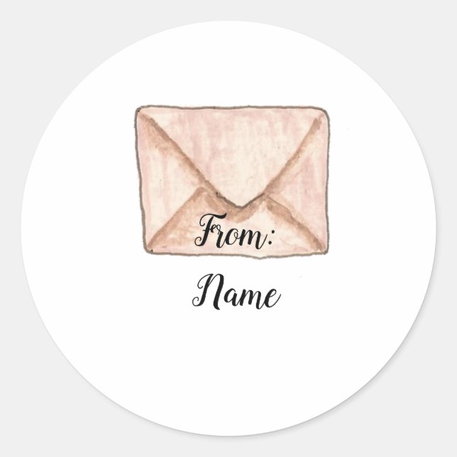 Adesivo Redondo Do Vinheta de Envelope Watercolor (Frente)