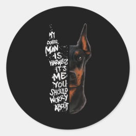 Adesivo Redondo Doberman Dog Dizendo Presente Sem Prejuízo