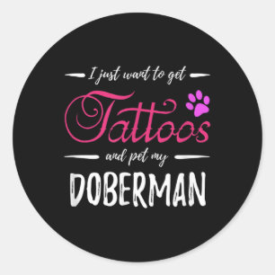 Adesivo Redondo Doberman Dog Lover Tattoo Engraçado Cachorro Mãe D
