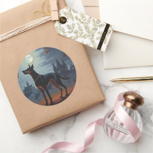 Adesivo Redondo Doberman Halloween Scary