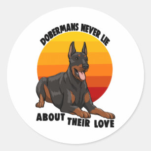 Adesivo Redondo Doberman Nunca Mente Sobre Seu Amor