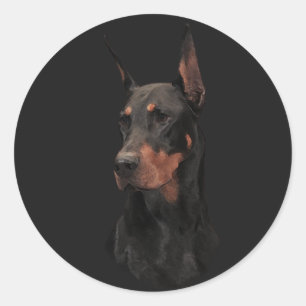 Adesivo Redondo Doberman Pinscher