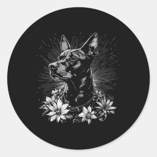 Adesivo Redondo Doberman Pinscher Cachorro Lover Estilo Retro Tatu