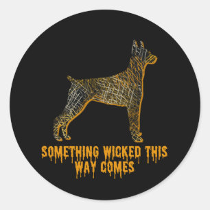 Adesivo Redondo Doberman Pinscher Dog Silhoueen Diversão Halloween