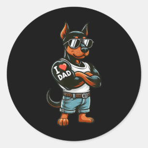 Adesivo Redondo Doberman Pinscher Eu Adoro Tatuagem De Cachorro En