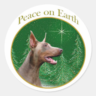 Adesivo Redondo Doberman Pinscher (isabella) Peace