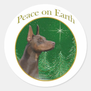 Adesivo Redondo Doberman Pinscher Peace