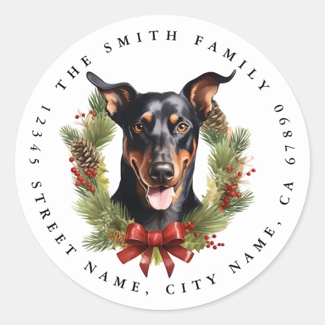 Adesivo Redondo Doberman Round Stickers (Frente)