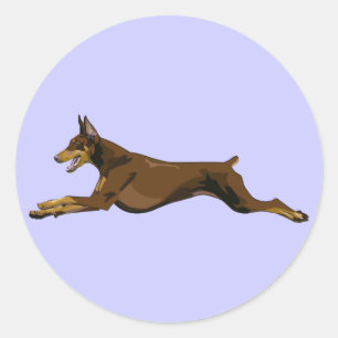Adesivo Redondo Doberman Running, vermelho