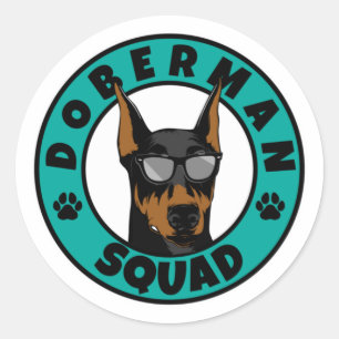 Adesivo Redondo Doberman Squad
