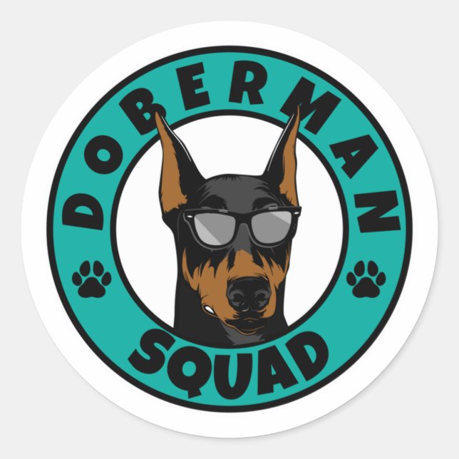 Adesivo Redondo Doberman Squad (Frente)