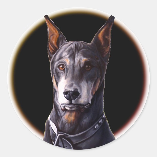 Adesivo Redondo Doberman Stickers Doberman Pinscher (Frente)