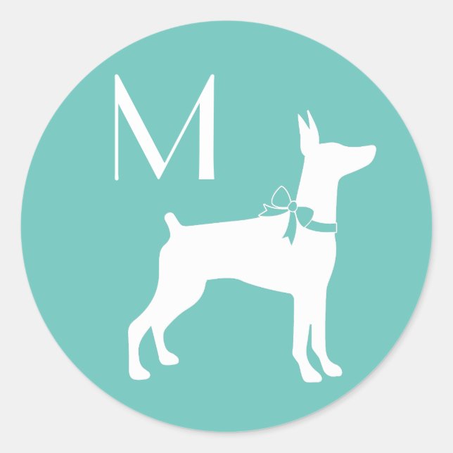 Adesivo Redondo Dobermann Pinscher Dog Puppy Dobie (Frente)