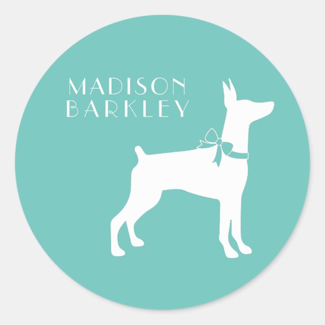 Adesivo Redondo Dobermann Pinscher Dog Puppy Dobie (Frente)