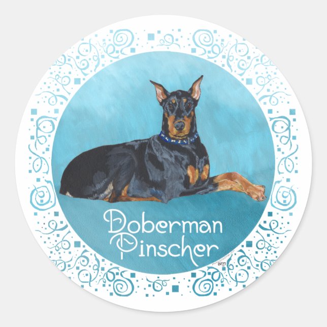 Adesivo Redondo Dobermann Preto (Frente)