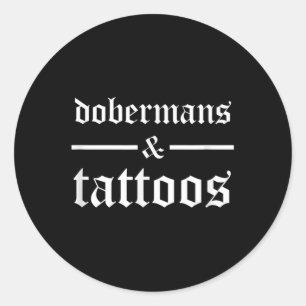 Adesivo Redondo Dobermans E Tattoos Engraçados Proprietário De Cac