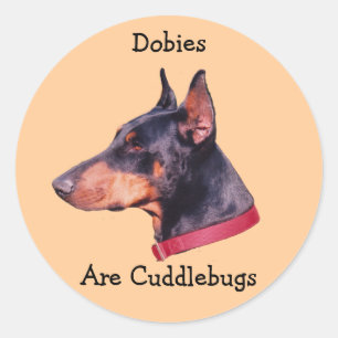 Adesivo Redondo Dobies São Cuddlebugs Doberman Pinscher Sticker