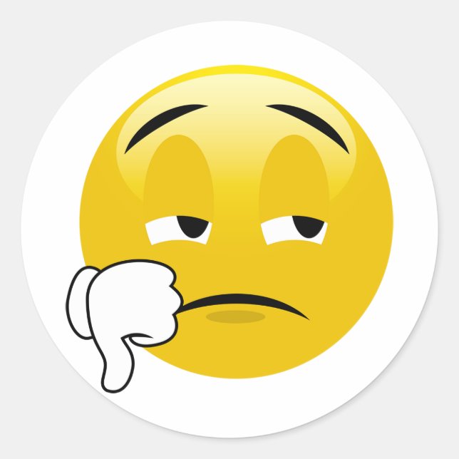 Adesivo Redondo Dobra-se, Sad Emoji Stickers (Frente)