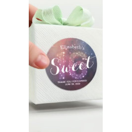 Adesivo Redondo Doce 16º Aniversário Obrigado Estrelas Constelaçõe