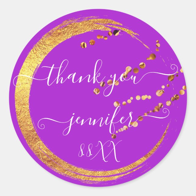 Adesivo Redondo Doce 16º Obrigado Data Bridal Fuchsia Rosa Dourada (Frente)