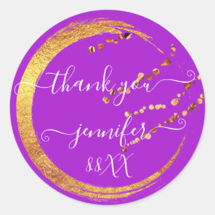 Adesivo Redondo Doce 16º Obrigado Data Nupcial Rosa Fúcsia Dourado