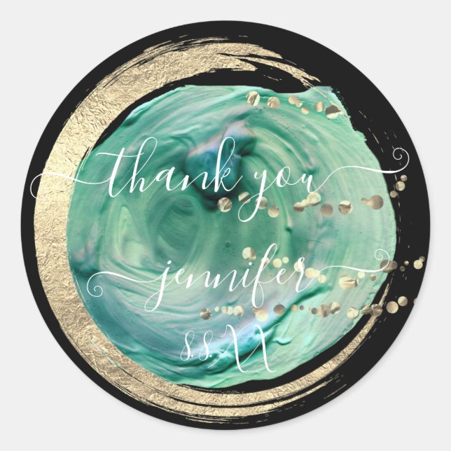 Adesivo Redondo Doce 16º Obrigado Dourado Salve a Data Tropical (Frente)