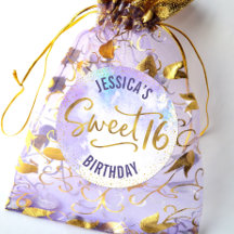 Doce 16 Aniversário Roxo Aquarela Dourado Feminino