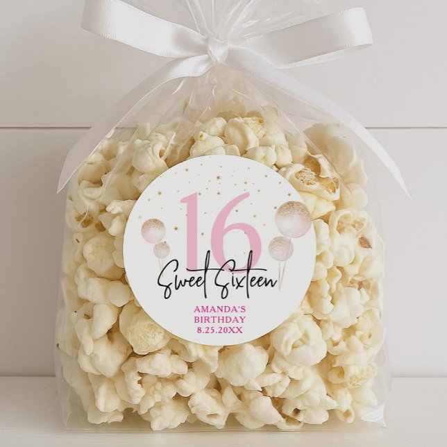 Adesivo Redondo Doce 16 Aniversários para Favores, Presentes (Criador carregado)
