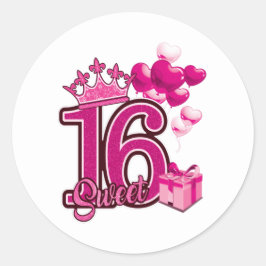 Adesivo Redondo Doce 16 Blocos Brancos de Aniversário