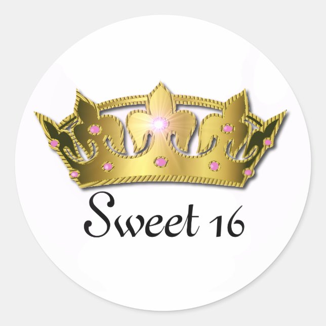 Adesivo Redondo Doce 16 Crown Sticker (Frente)