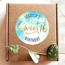 Doce 16 Turquesa Aquarela Dourado Script Aniversár