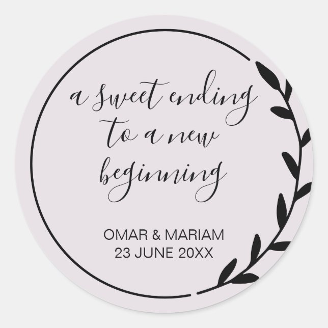 Adesivo Redondo Doce Acabando Novo Casamento Lilac Roxo Iniciante (Frente)