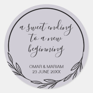 Adesivo Redondo Doce Acabando Novo Casamento Roxo Da Lavanda Inici